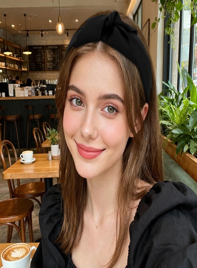 KIUEZIR 2Pcs Knotted Headbands for Women Wide Headband Fashion Non-slip Hair band, Diademas Para Mujer De Moda, Cute Hair Accessories(Black, White) - Image 4